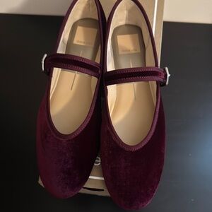 Dolce Vita Red Velvet Flats with Strap